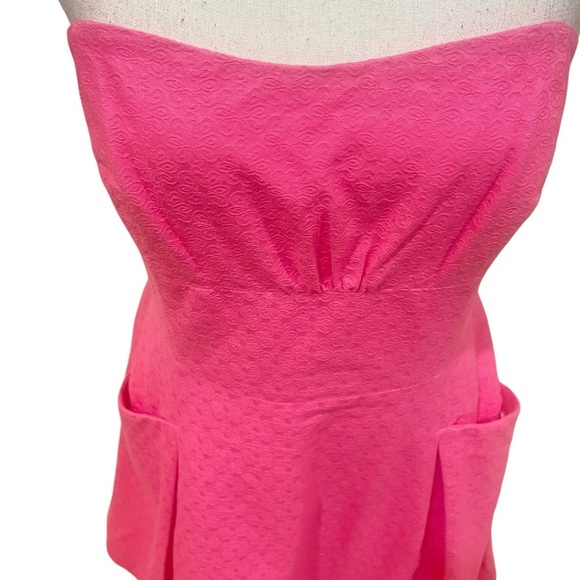 Lilly Pulitzer pink Bernadette strapless fit & flare front pockets lined size 14 - Picture 6 of 13